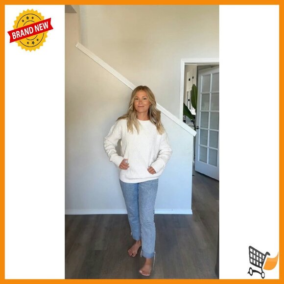 Oversized Cable Knit Sweater Women's Heavy Pullover Long Sleeve - Picture 8 of 8